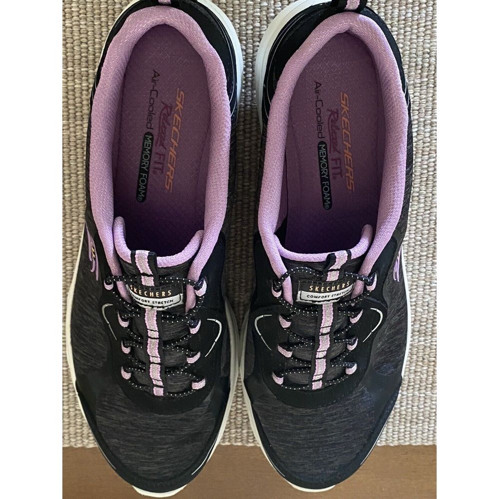 Skechers D'Lux Comfort Washable Bungee Sneakers Sunny Oasis Black Sz10